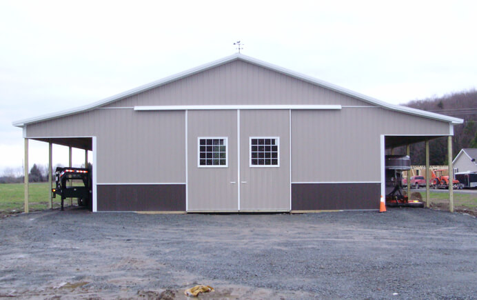 249 – Two Tone Custom Pole Barn With Double Lean To