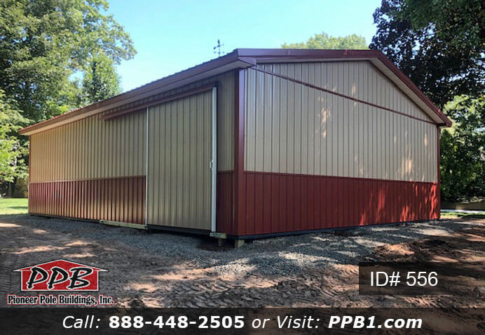 556 – Two Tone Pole Barn With Sliding Door