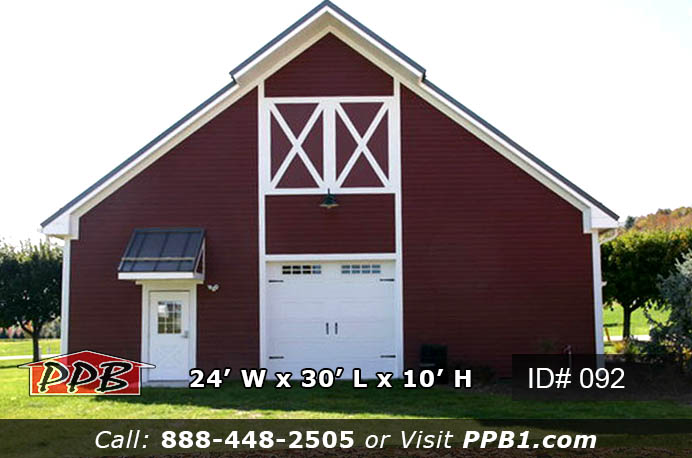 40x70 insulated barn gable end with crossbuck panels and carriage house door