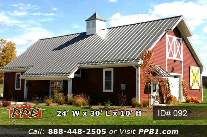 Pennsylvania barn builder project side elevation with cupola and lean-to roofline