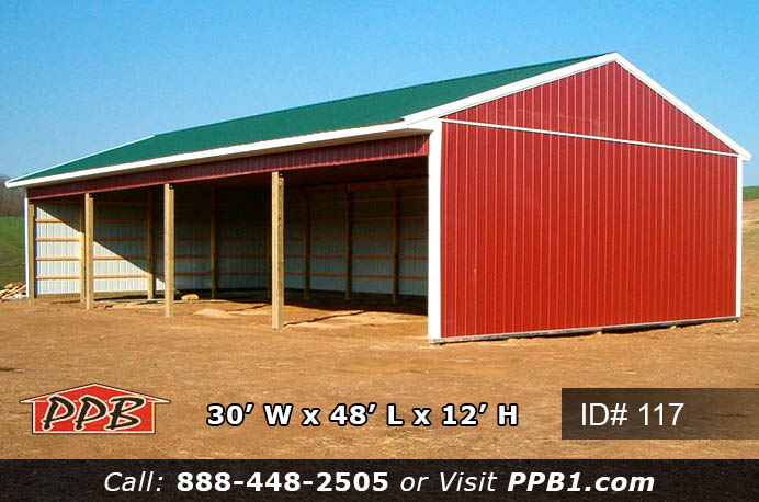117 – 3-Sided Agricultural Building 30x48x12