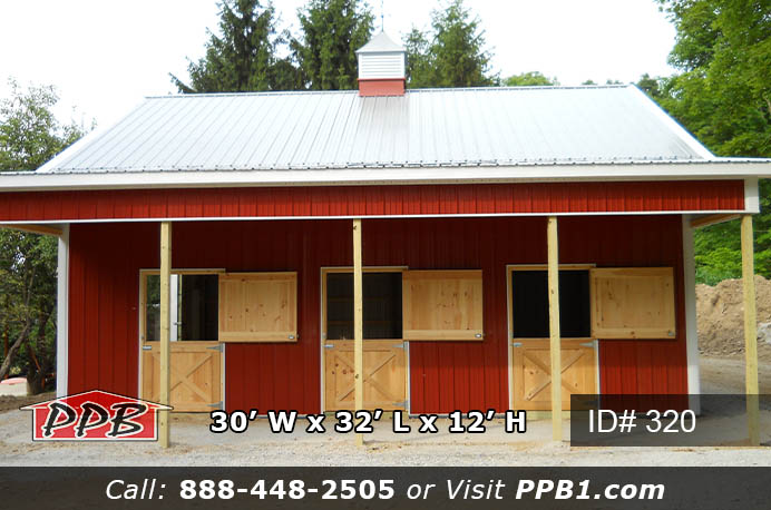 320 – Equestrian Pole Barn With Lean To 30x32x12