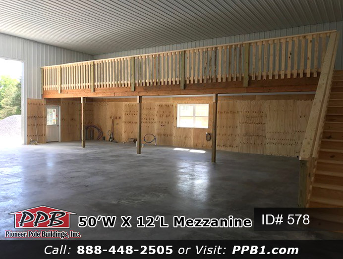 Pole Building Dimensions: 50’ W x 75’ L x 18’ 6” H (ID# 578) One Building with a Mezzanine and Partition Wall 50’ Standard Trusses, 4’ on Center 4/12 Pitch Colors: Two-Tone Siding Color: Upper Color: Slate Lower Color: Charcoal Roofing Color: Charcoal Trim Color: Charcoal