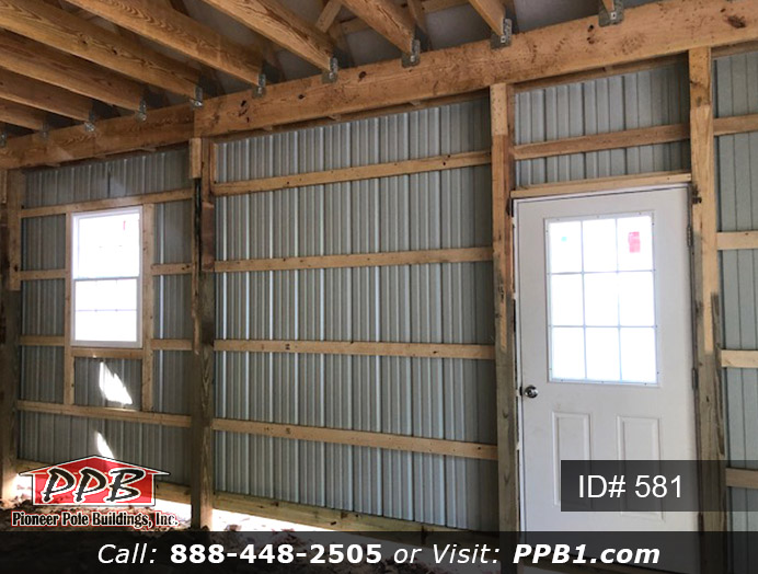 Gambrel Pole Building Dimensions: 30’ W x 32’ L x 10’ 4” H (ID# 581) Gambrel Garage with Storage 30’ Standard Trusses, 2’ on Center Colors: Siding Color: Light Stone Roofing Color: Patina Green Trim Color: White