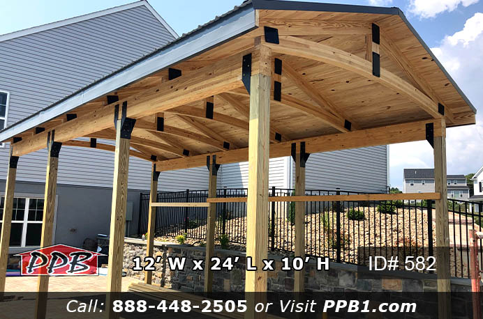 582 – Pavilion With Arched Glu-laminated Trusses 12x24x10