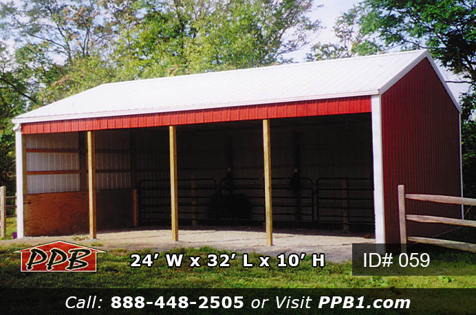 059 – 3-Sided Agricultural Pole Building 24x32x10