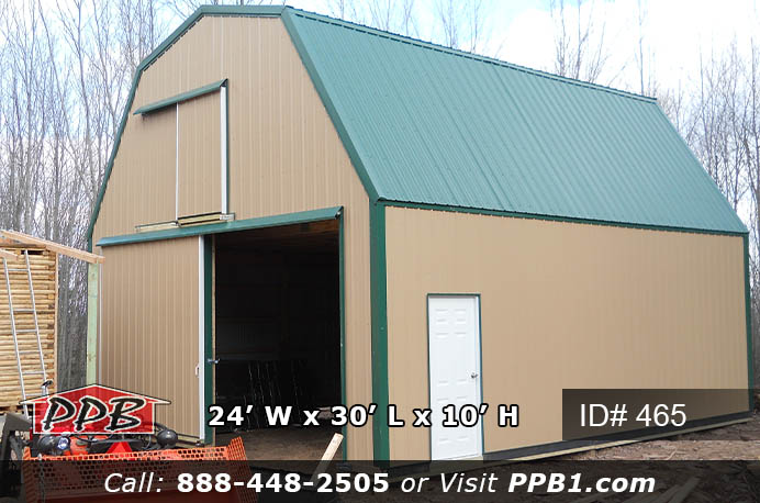 465 – Gambrel Pole Barn With Second Floor Door 24x30x10