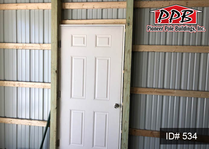Pole Building Dimensions: 16’ W x 24’ L x 10’ 4” H 16’ Standard Trusses, 4’ on Center, 4/12 Pitch Colors: Siding Color: Beige Roofing Color: Ivy (Green) Trim Color: Ivy (Green) Openings: (1) 12’ x 8’ Residential Garage Door (2) 3’ x 4’ Single Hung Insulated Windows with Screens & Grids (1) 3068 6-Panel Entry Door