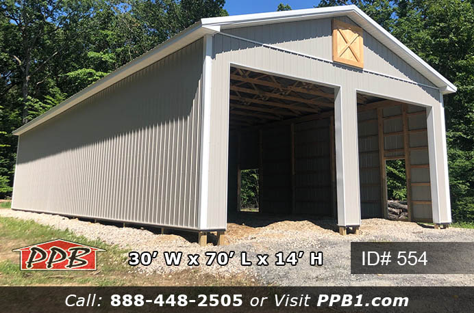 554 – Two Bay Pole Building Garage 30x70x14