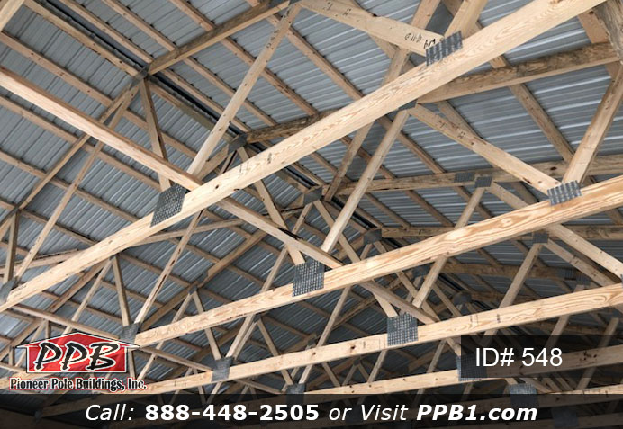 Pole Building Dimensions: 40’ W x 60’ L x 10’ 5” H (ID# 548) Big Garage 40’ Standard Trusses, 4’ on Center 4/12 Pitch Colors: Siding Color: Charcoal Roofing Color: Ash Gray Trim Color: Charcoal