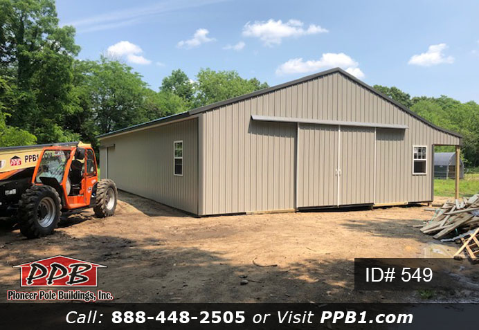 Pole Building Dimensions: 36’ W x 60’ L x 10’ 4” H (ID# 549) Equestrian Horse Barn 36’ Standard Trusses, 4’ on Center 4/12 Pitch Colors: Siding Color: Ash Gray Roofing Color: Heron Blue Trim Color: Charcoal