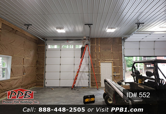 Pole Building Dimensions: 40’ W x 80’ L x 14’ 6” H (ID# 552) Insulated Garage/Shop 40’ Standard Trusses, 4’ on Center 4/12 Pitch Colors: Siding Color: Slate Roofing Color: Red Trim Color: Red