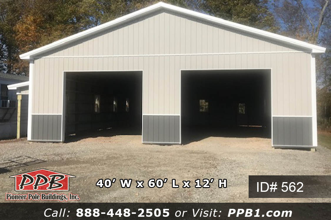562 - Two Bay Residential Garage 40x60x12 - Pioneer Pole Buildings