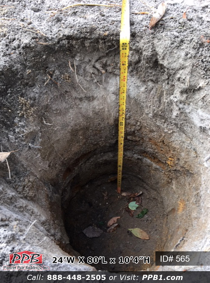 Hole dug for pole building.