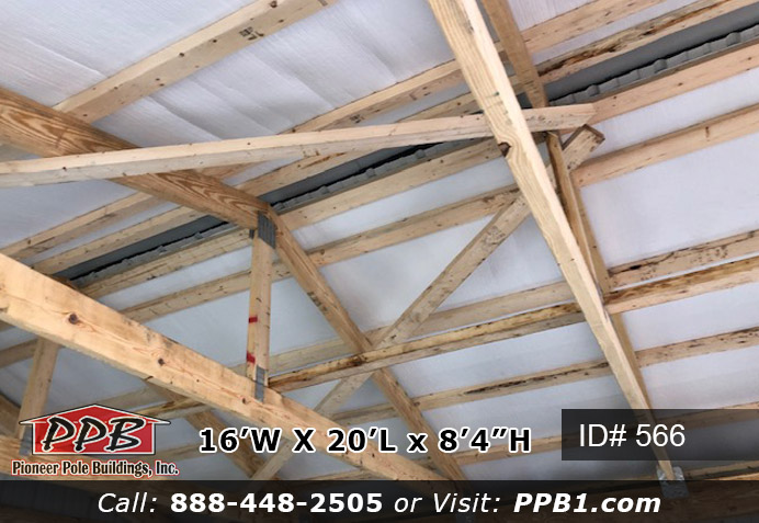 Roof truss in a pole building