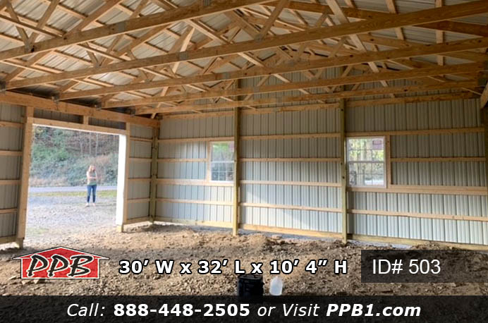 Residential Two-Car Garage Dimensions 30’ W x 32’ L x 10’ 4” H (ID# 503) 30’ Standard Trusses, 4’ on Center 4/12 Pitch Residential Two-Car Garage Colors Siding Color: Slate Roofing Color: Charcoal Trim Color: Ocean Brite White Residential Two-Car Garage Openings (2) 9’ x 8’ Residential Classic Raised Short Panel Insulated Garage Doors (1) 3068 6-Panel Fiberglass Insulated Entry Door (3) 3' x 4' Single-Hung Insulated White Windows with Screens & Grids