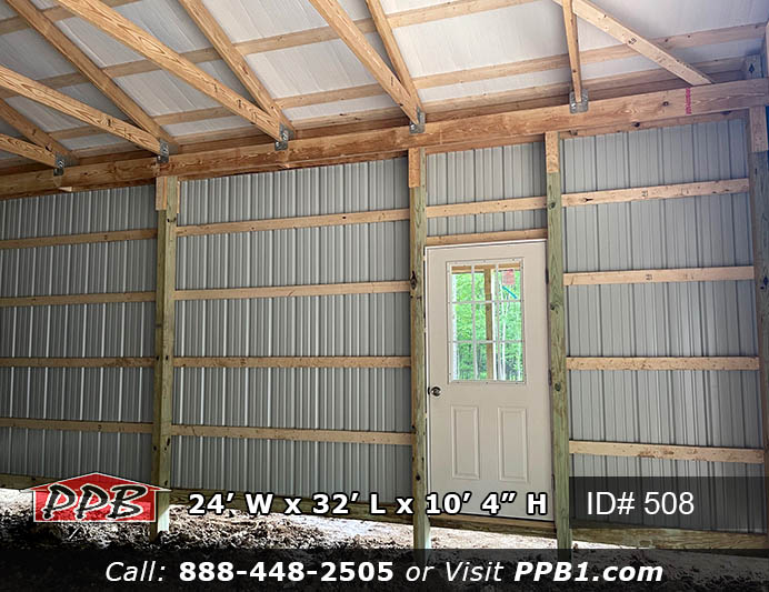 One Car Garage Dimensions 24’ W x 32’ L x 10’ 4” H (ID# 508) 24’ Standard Trusses, 4’ on Center 4/12 Pitch One Car Garage Colors Siding Color: Bronze Roofing Color: Black Trim Color: Bronze & Black One Car Garage Openings (1) 16’ x 8’ Carriage House Short Panel Insulated Garage Door (1) 3068 9-Lite Fiberglass Insulated Entry Door (1) 3' x 4' Single-Hung Insulated White Window with Screen and Grids