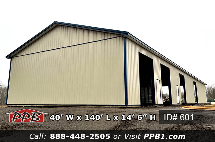 601 - 40x140x14 Long Commercial Storage Pole Building