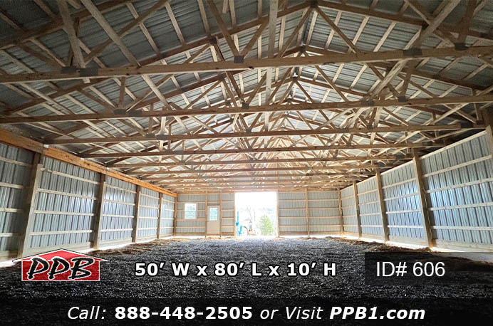 606 - Agricultural Pole Building with Carport 50x80x10