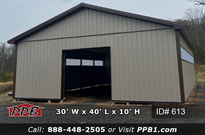 613 - Clay Pole Barn with Sidelights 30x40x10