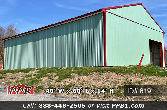 619 - Patina Green Commercial Pole Building 40x60x14