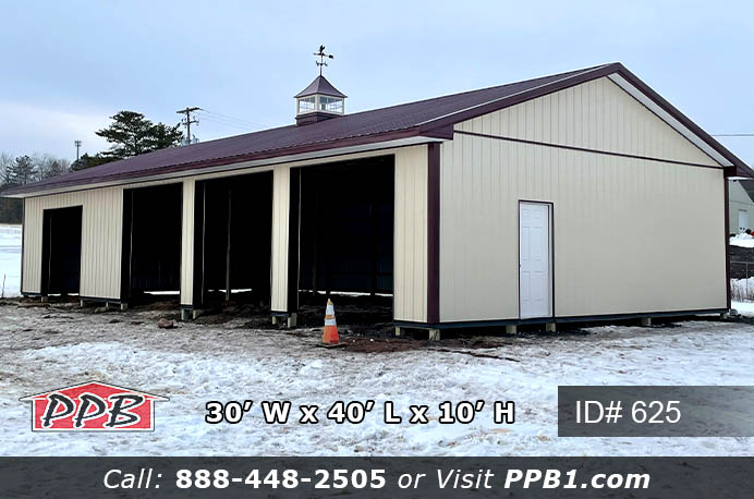 625 – Commercial Pole Building for Fireman Association 30x40x10