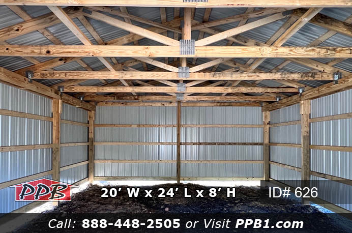 Inside Single Bay Pole Building with Trusses