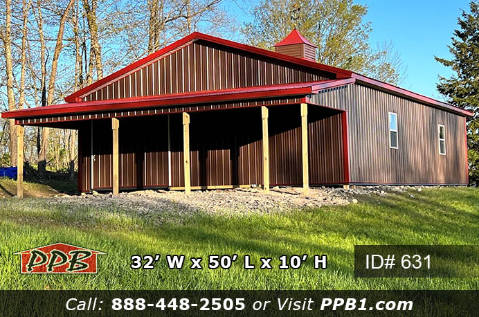 631 - Pole Building with Sliding Doors & Lean-To
