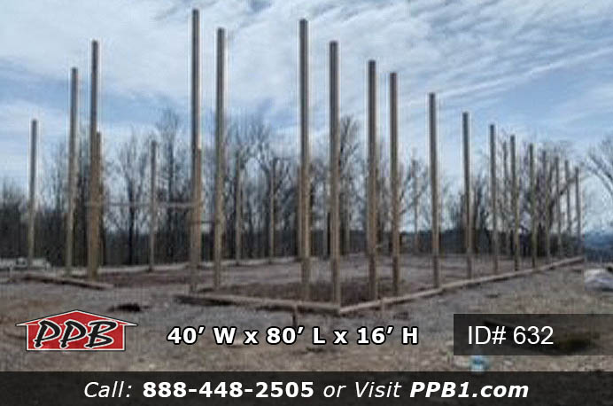 Poles in the ground for a building
