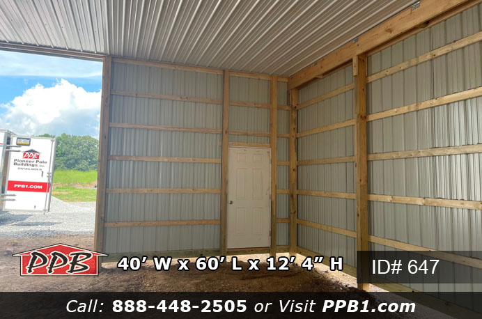 Red Farm Pole Building with Sliding Doors