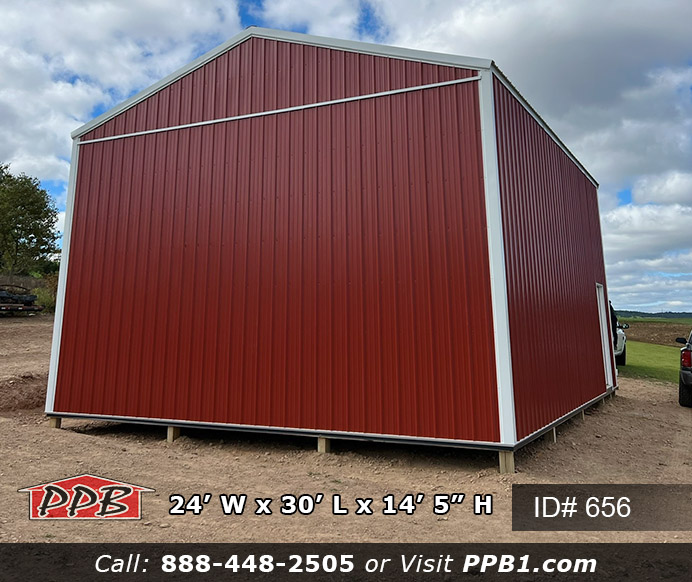 656 - Red Siding Building with Sliding Door