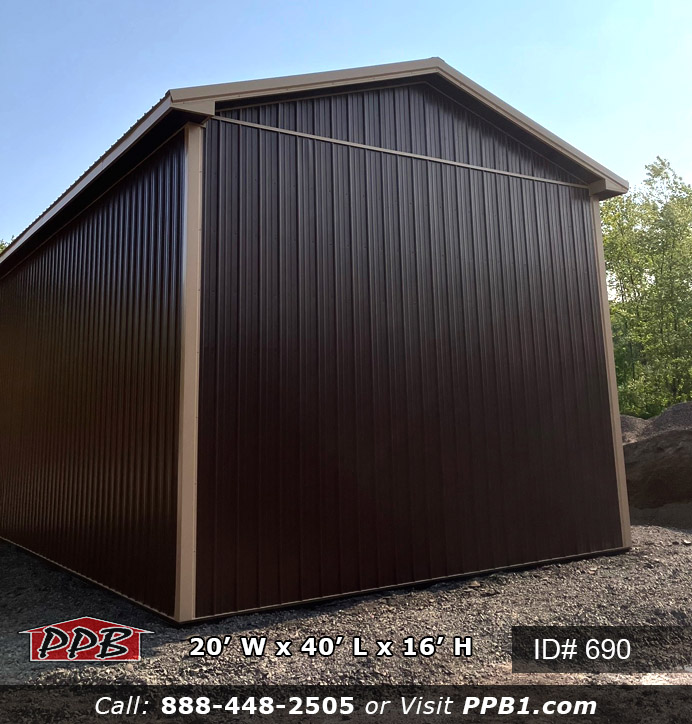 690 - Brown Three-Sided Material Building