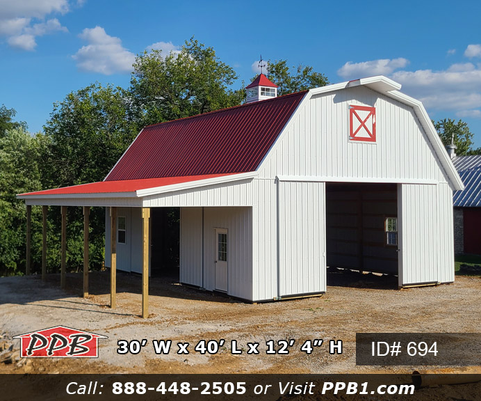 694 – Barn with Lean-To & Sliding Doors