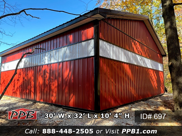 697 Red Garage with Sidelights