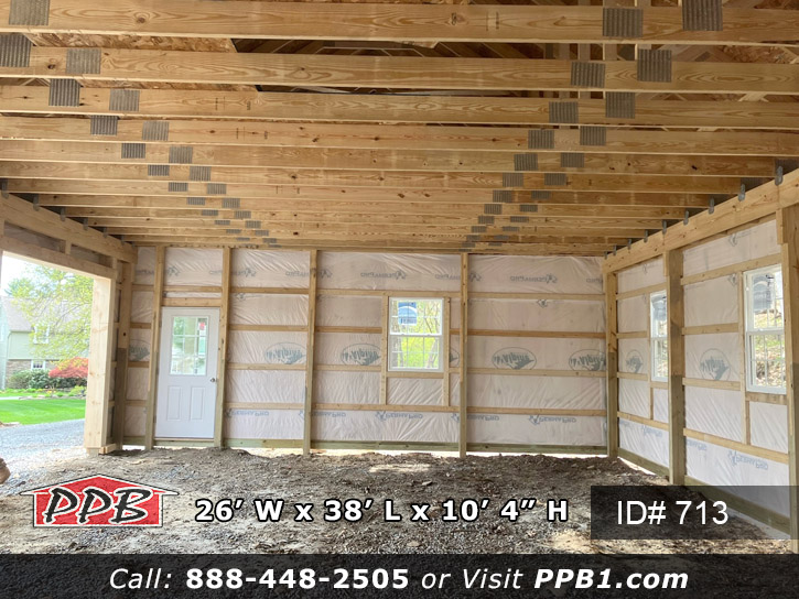 Inside Building looking walls with house wrap