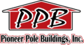 Pioneer Pole Buildings, Inc. logo with red barn outline and bold PPB lettering, which is a post-frame construction company.