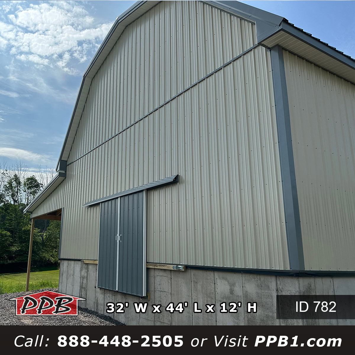 Agricultural building in Pennsylvania with light stone siding and slate roof