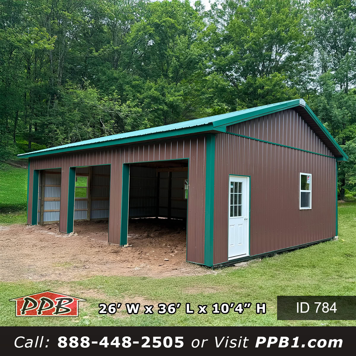 Residential Pole Barn Garage – 784 26x36x10 784 26x36x10 pole barn garage with ivy green metal roof