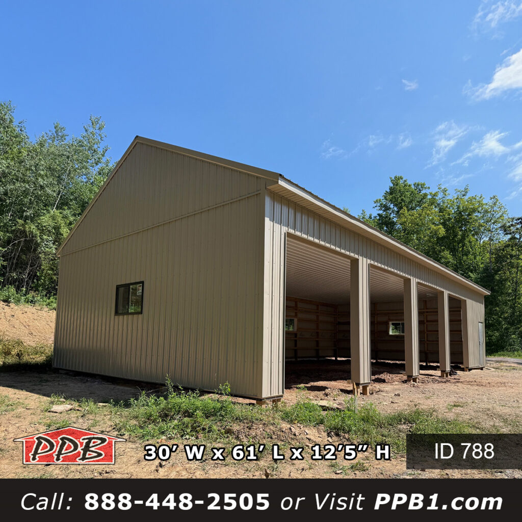 788 (30'Wx61'Lx12'H) 7 788 30x61x12 metal garage with clay siding