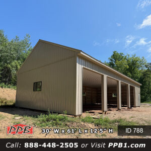 788 30x61x12 metal garage with clay siding