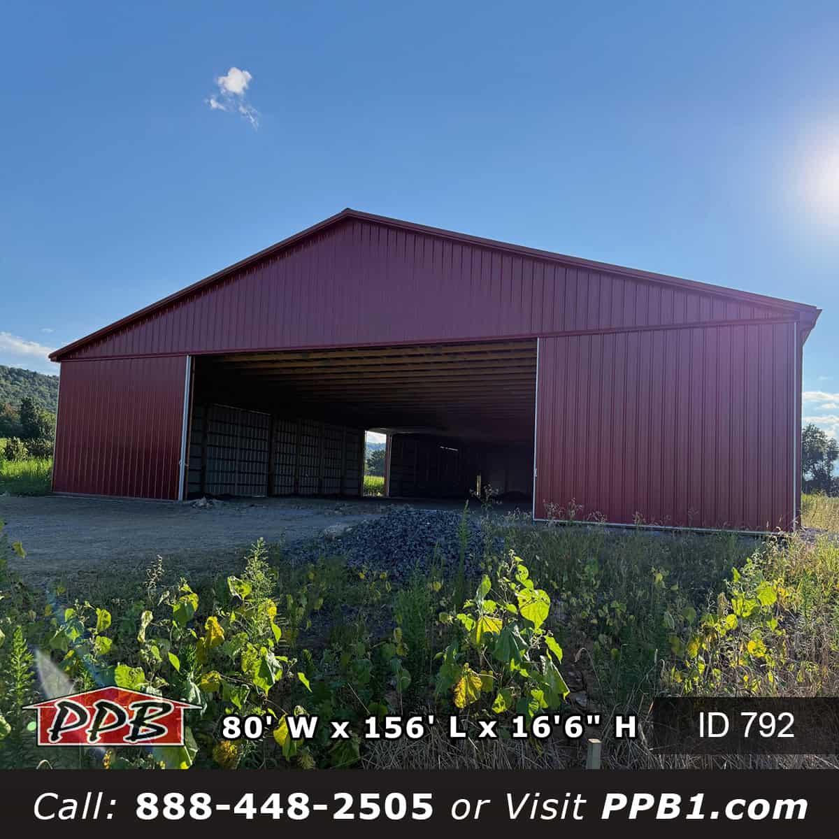 792 80x156x16 Agricultural Pole Barn Commercial Pole Barn Pennsylvania
