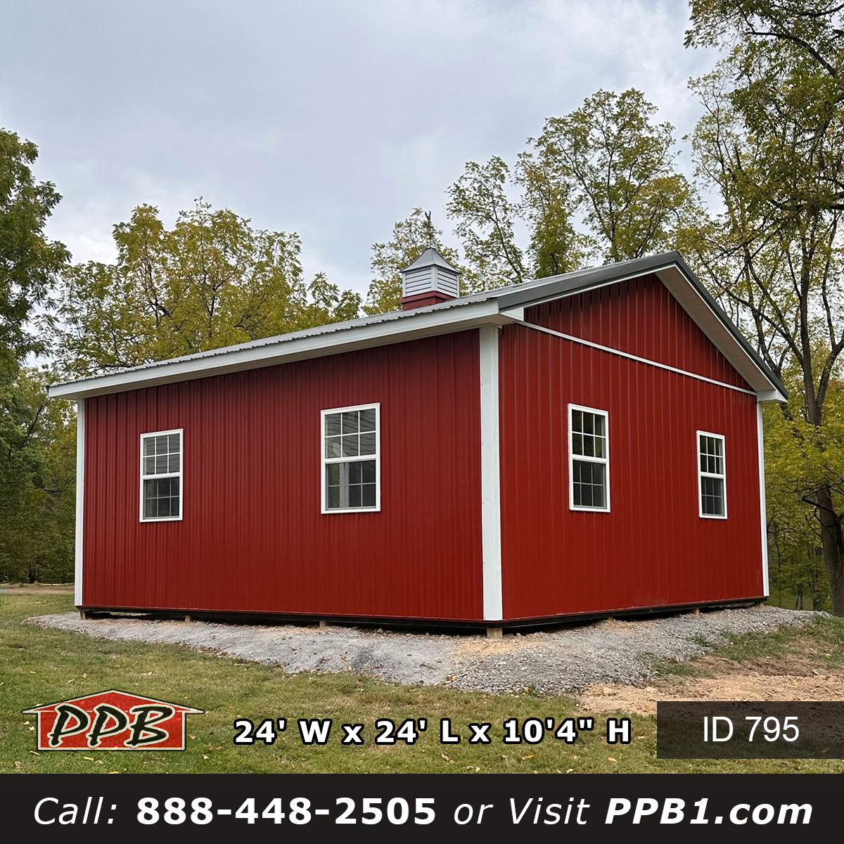 New York Pole Barn Garage Red Metal