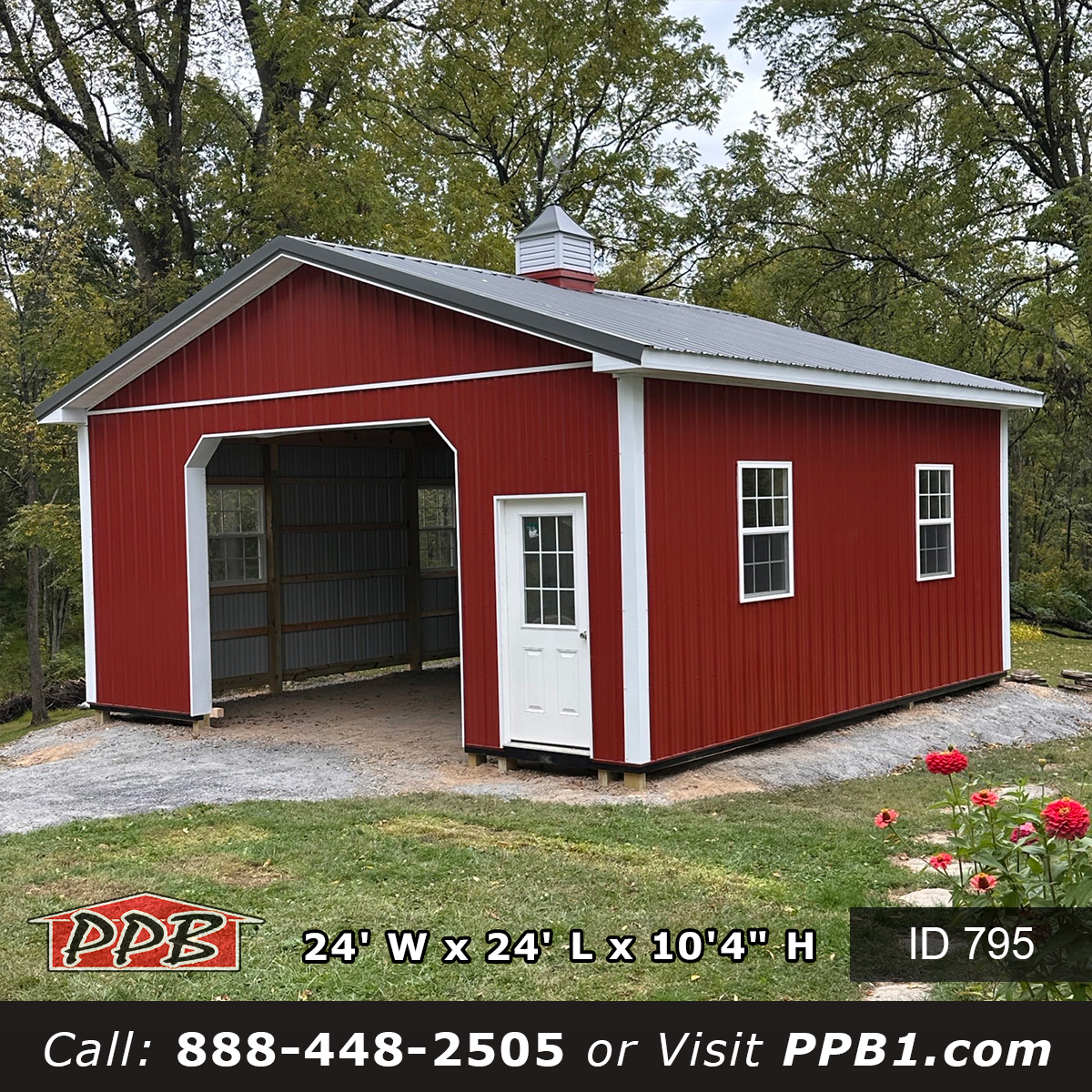 Red Garage With Charcoal Roof New York