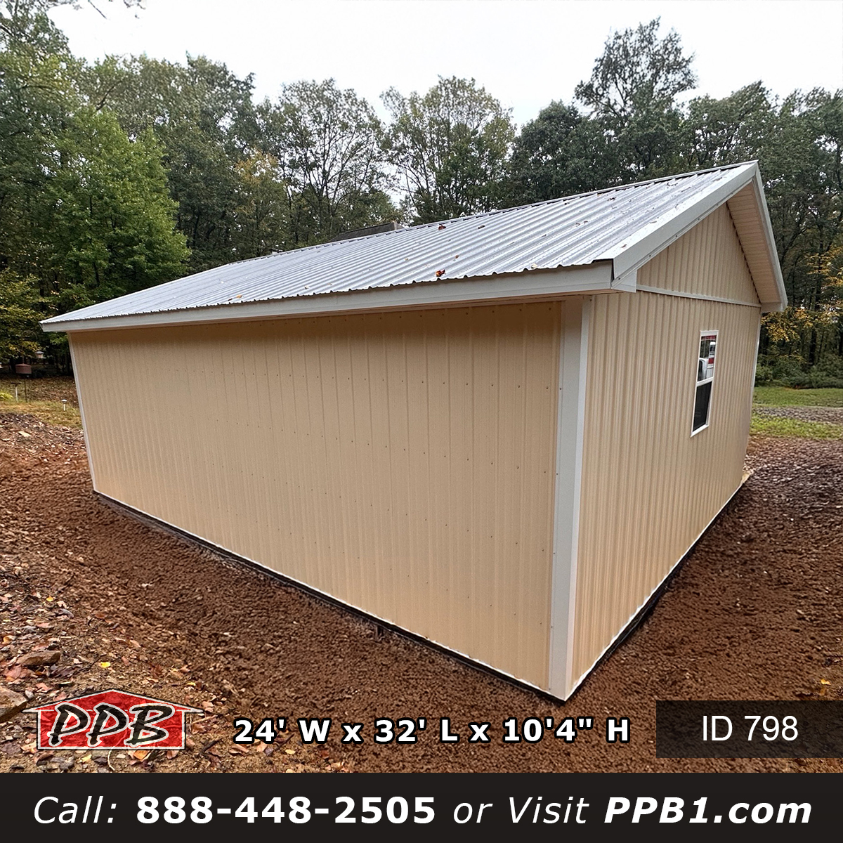 798 24x32x10 Two-Car Pole Barn Garage Pennsylvania