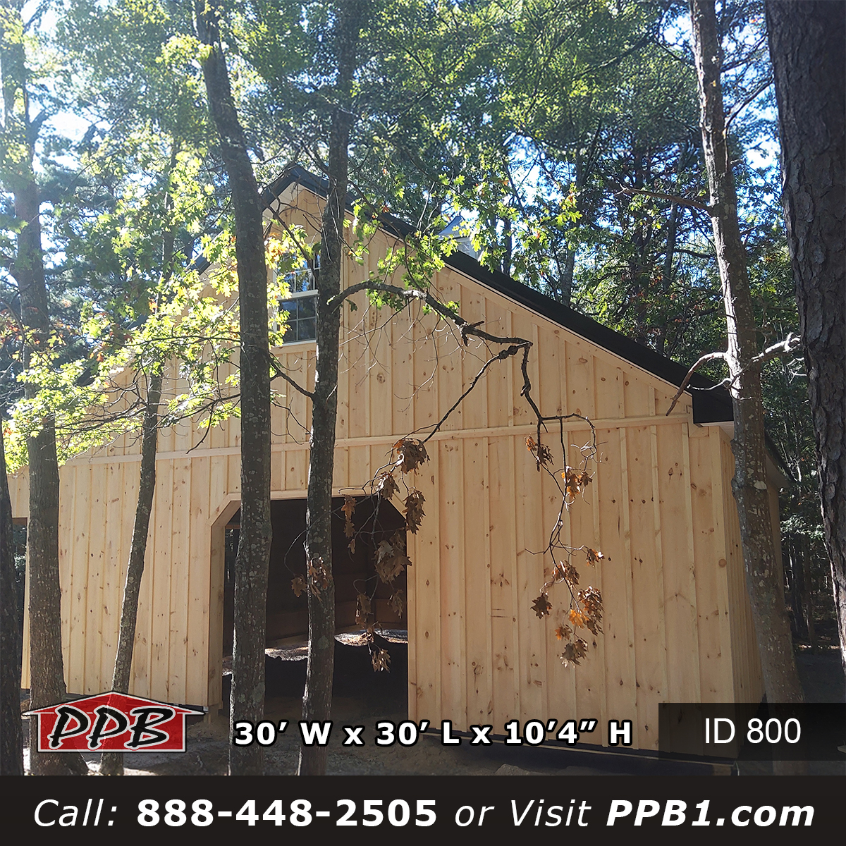 Exterior View of 800 30x30x10 Garage Attic Truss Pole Barn Garage