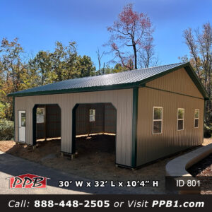 801 30x32x10 New Jersey Pole Barn Frontier Panel Garage