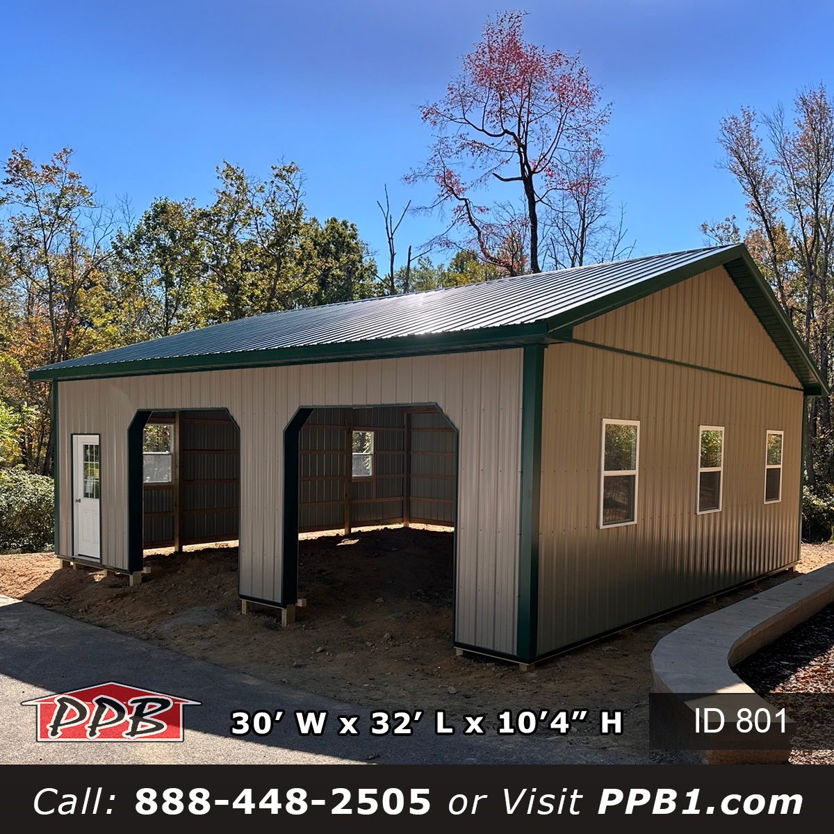 801 30x32x10 Metal Building 801 30x32x10 New Jersey Pole Barn Frontier Panel Garage