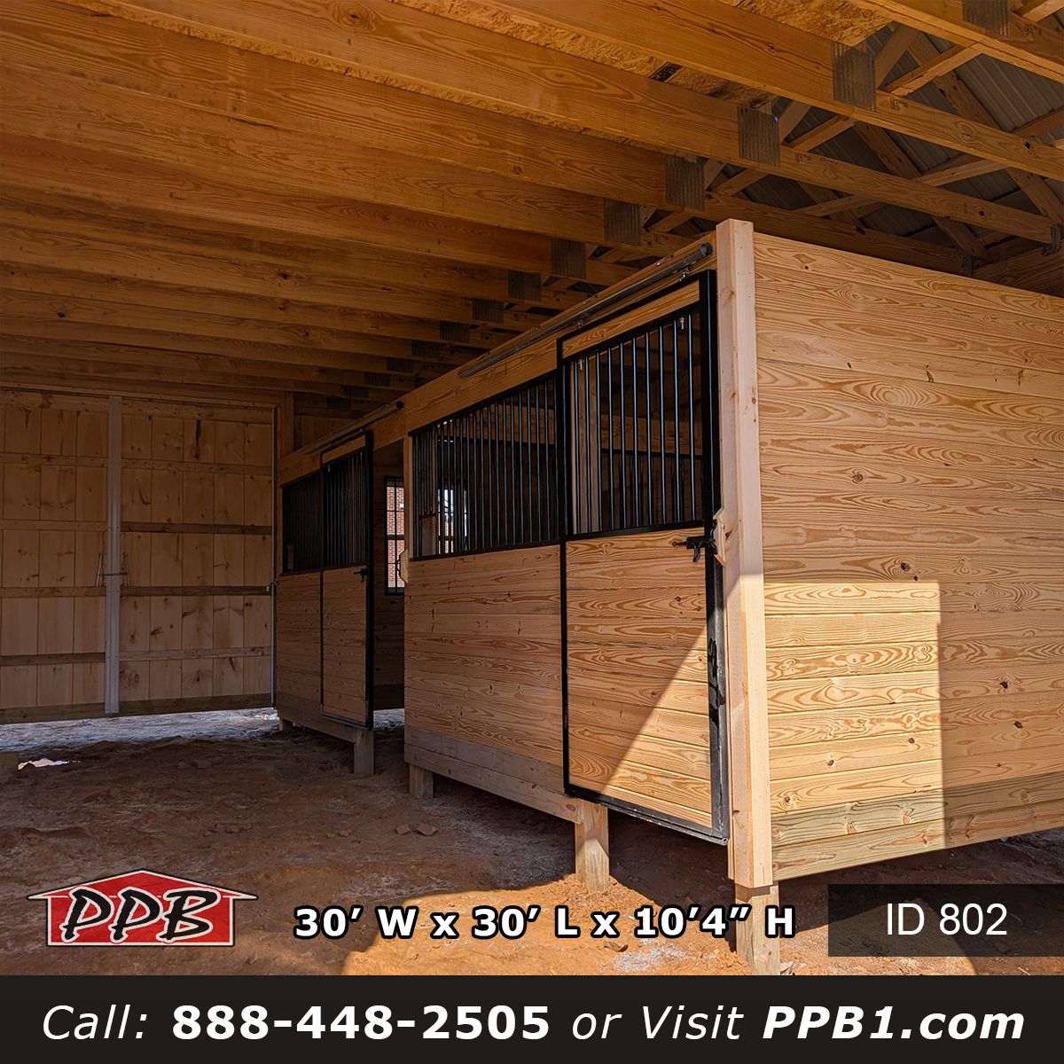 Interior View of Maryland Attic Truss Stall Barn