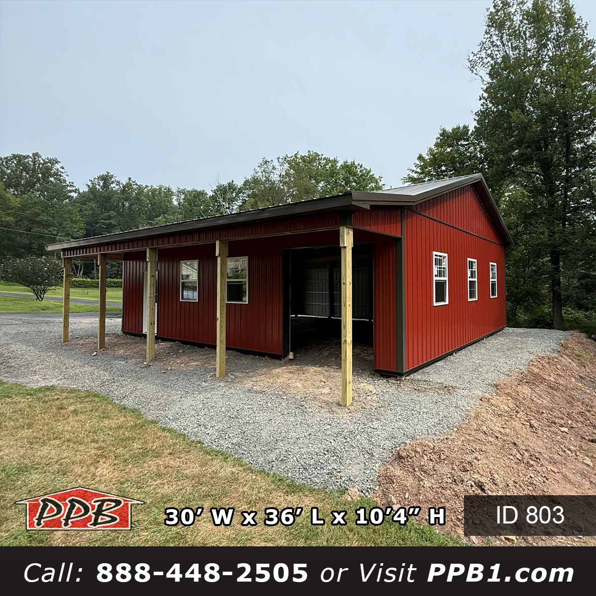 Red Garage with Bronze Roof