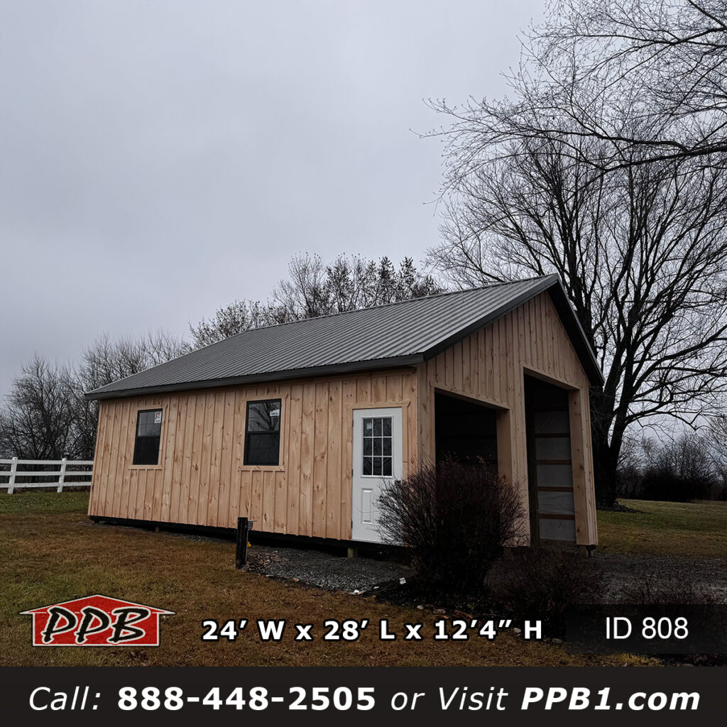 808 (24’Wx28’Lx12’H) 10 808 24x28x12 Pennsylvania Board And Batten Garage